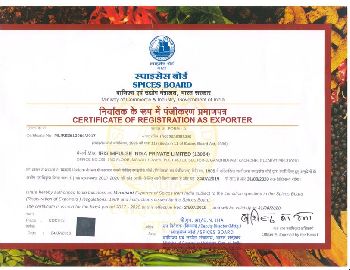 IRIS Spices Board Certificate