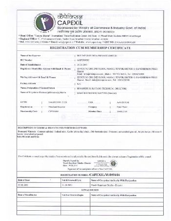 IRIS Capexil Membership Certificate