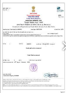 Trade Mark Certificate