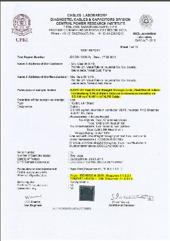 CPRI 11KV CERTIFICATE