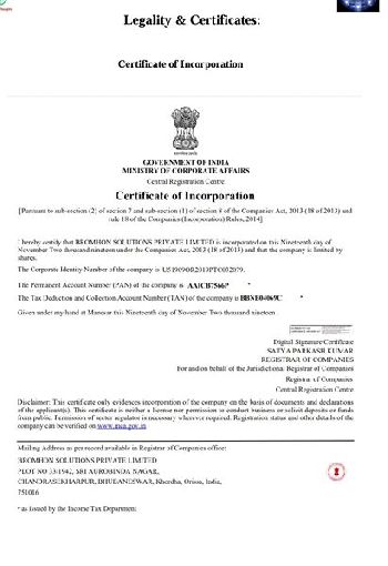 Certificate Of Incorporation