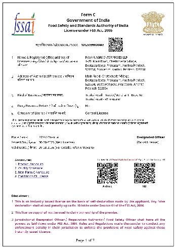 FSSAI  Certificate