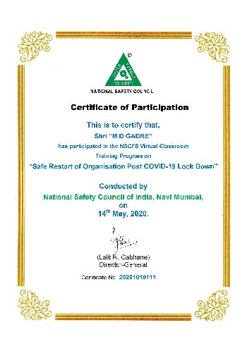COVID NSC Certificate