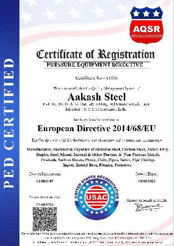 European Directive 2014/68/EU Certificate