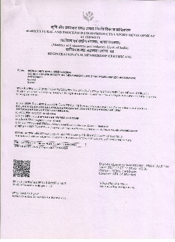 Renewed APEDA Certificate