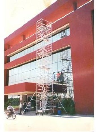 Stairway access tower with cantilever over portico protrusion - Texas Instruments, Bangalore