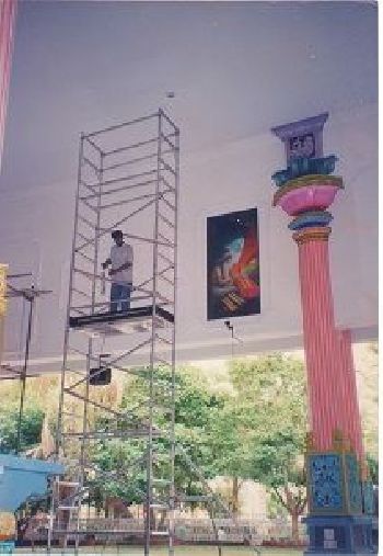 Aluminium Access Tower for fixing wall painting - Ganapati Sachidananda Ashram, Mysore