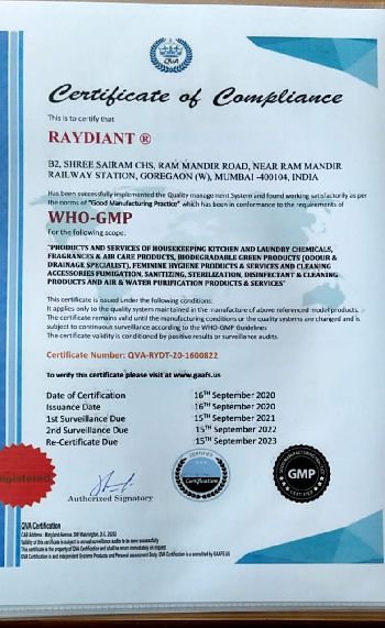 Certificate WHO-GMP