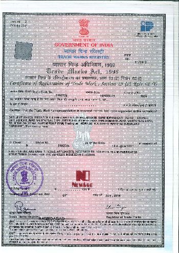 Newage Trademark Certificate