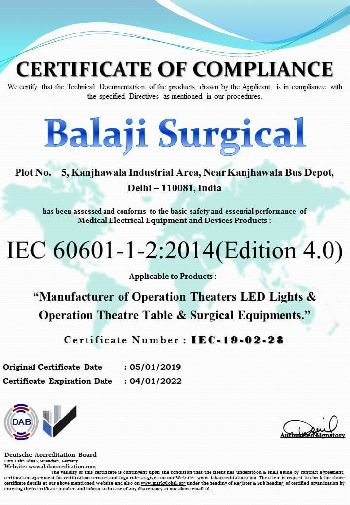 IEC 60601-1-2-2014 Certificate