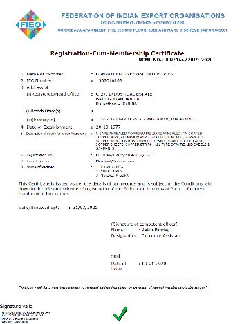 Certificate Of RCMC