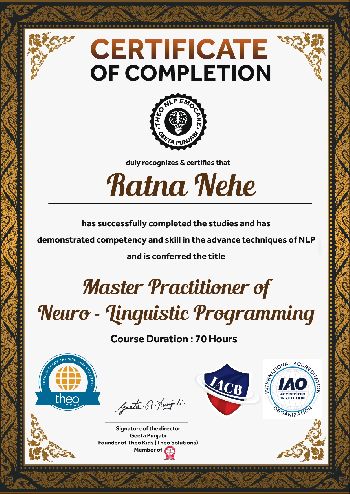 Master Practitioner of NLP certificate ratna 3