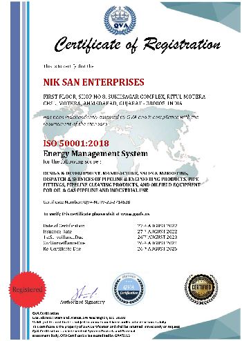ISO 50001-2018 Certificate