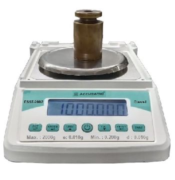 ACCURATIO MAKE PRECISION WEIGHING BALANCE EMFC BASED, Capacity. 2000gm*10mg (Standard weight shown is representational only and not scope of supply with machine)