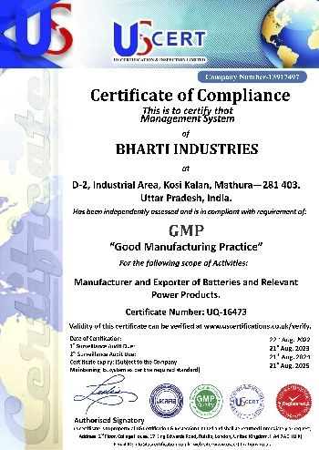 GMP (Good Manufacturing Practice) CERTIFICATE