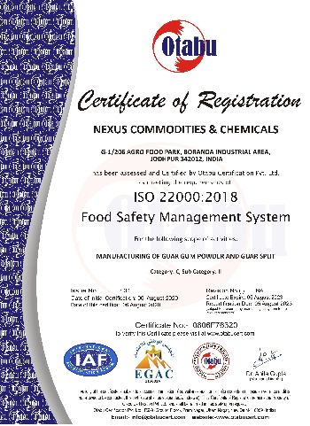 ISO 22000 : 2018 Certificate