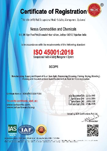 ISO 45001 : 2018 Certificate
