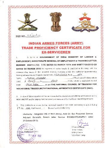 Indian Armed Forces Trade Proficiency Certificate