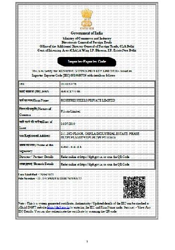 Importer-Exporter Certificate 01
