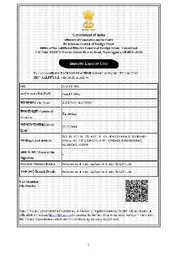 IEC Importer Exporter Certificate