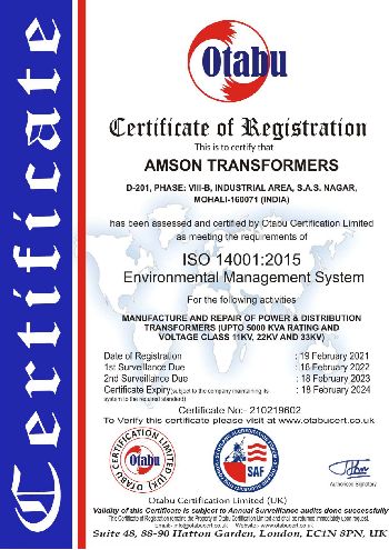 ISO 14001 - 2015 Certificate