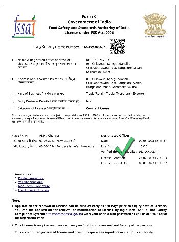 FSSAI Certificate