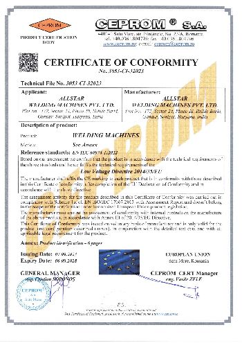 CERTIFICATE OF CONFORMITY