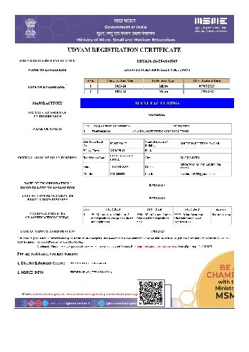 Udyam Registration Certificate Page 1