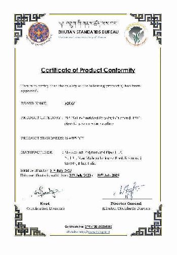 Certificate of Product Conformity