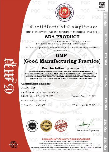 GMP CERTIFICATE SDA PRODUCT