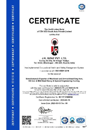 J.R.ISPAT ISO 45001:2018