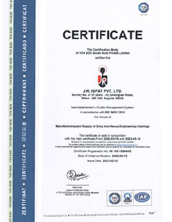 J.R.ISPAT ISO 9001:2015