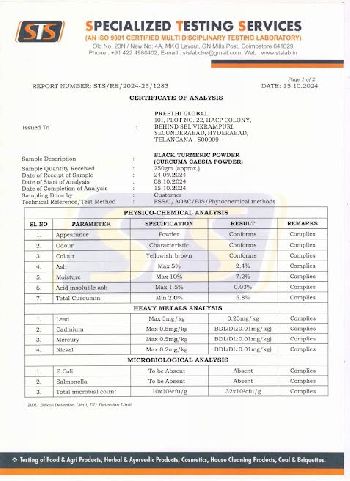 Black turmeric powder COA2024