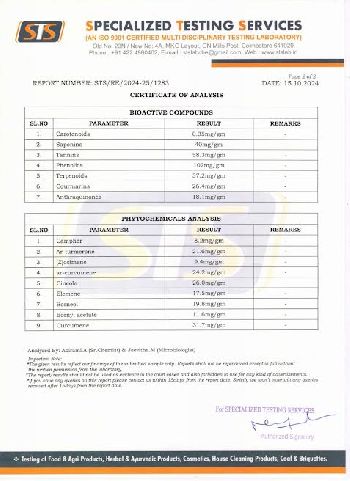 Black turmeric powder Pg2 COA2024