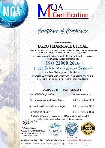 Iso 22000 Egeo Pharmaceutical Certificate