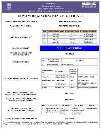 MSME UDHYAM CERTIFICATE