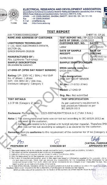 IEC 60529:2013 Certificate