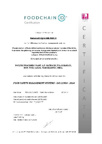 ISO 22000 CERTIFICATE