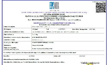 Registration Cum - Membership Certificate