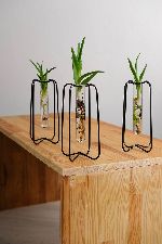Glass Tube Metal Vase