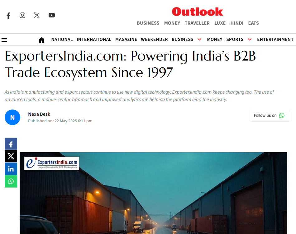 ExportersIndia.com: Powering India’s B2B Trade Ecosystem Since 1997