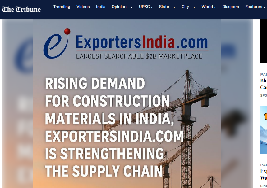 Rising Demand for Construction Materials in India, ExportersIndia.com Is Strengthening the Supply Chain