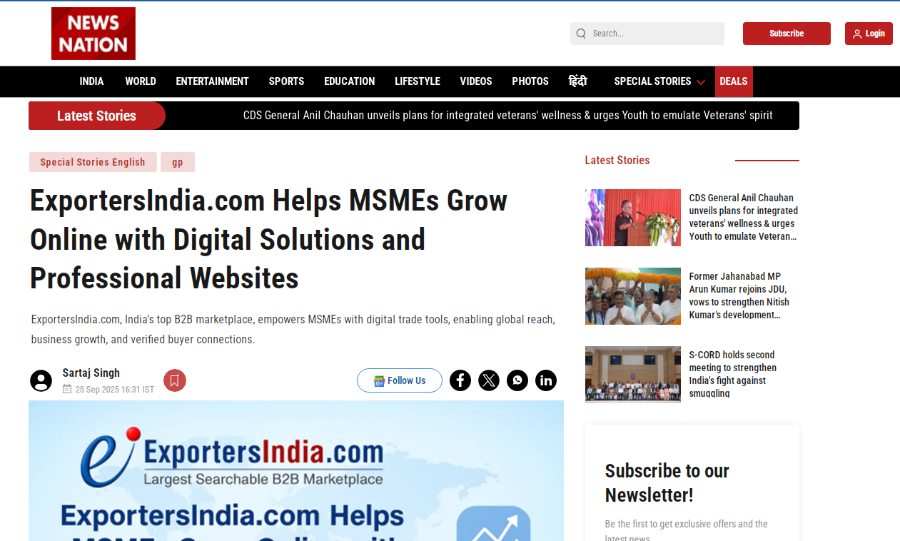 ExportersIndia.com Helps MSMEs Grow Online with Digital Solutions and Professional Websites