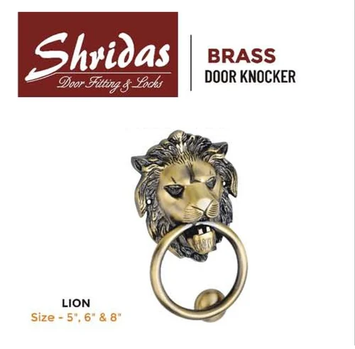 Shridas Brass Lion Door Knocker, Color : Golden 5' - 8'