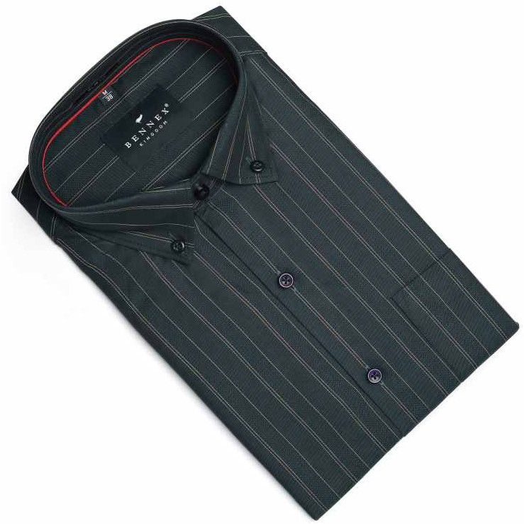 Dark Green Lining Cotton Office Shirt