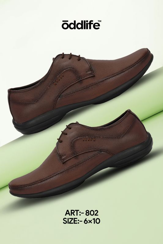 Mens Brown Derby Curved Lace-Up Shoes