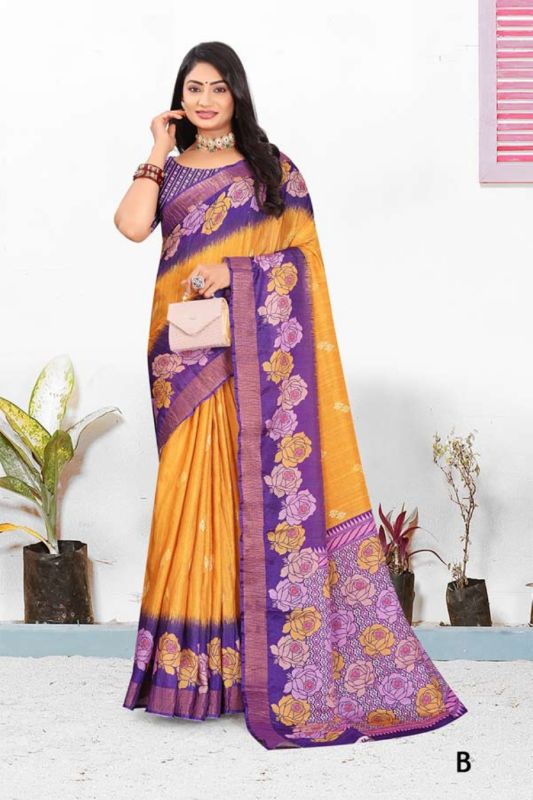 Ladies Multicolor Floral Printed Designer Saree