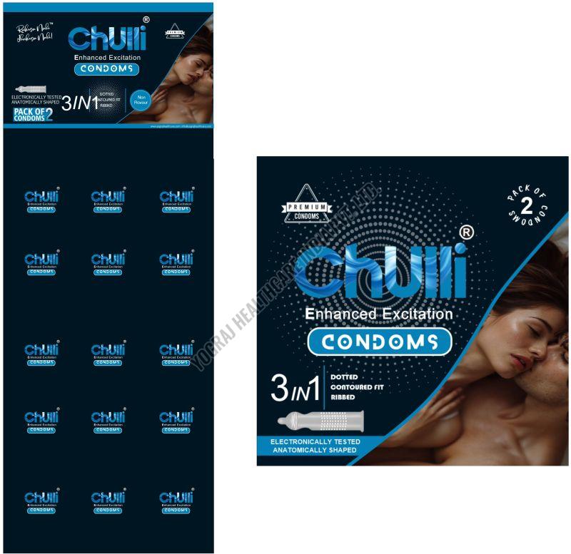 Chulli 2 Pcs Dotted Calendar Plain Condom