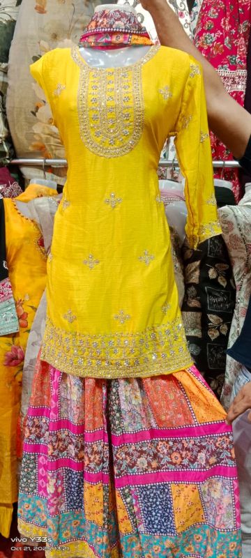 Silk Kurti Sharara Set