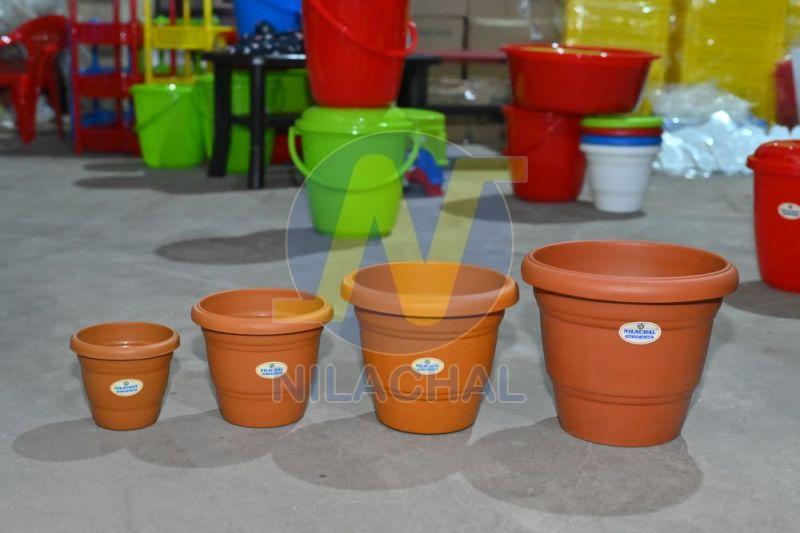 Brown Round Plastic Flower POT